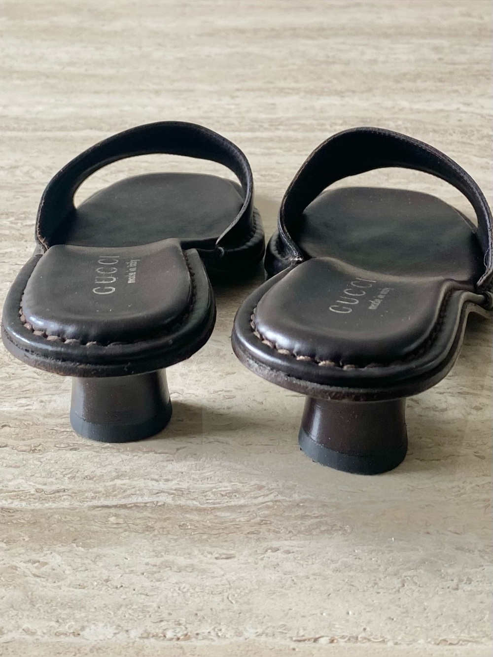 Vintage Gucci Logo Mule Sandal Heels - Picture 6 of 9